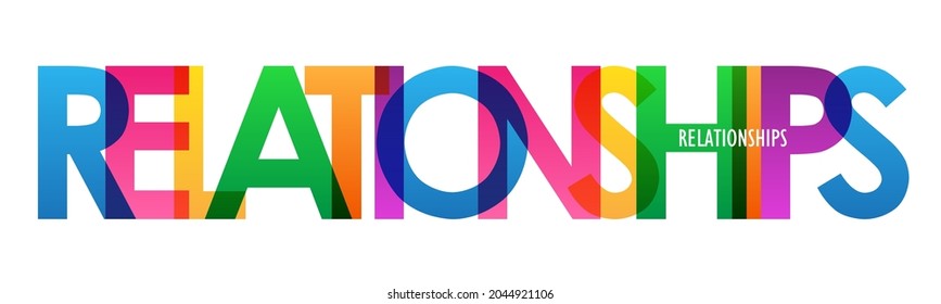 RELATIONSHIPS colorful vector typography banner on white background