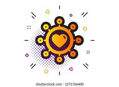 Relationships network sign. Halftone circles pattern. Love dating icon. Valentines day or Heart symbol. Classic flat dating network icon. Vector