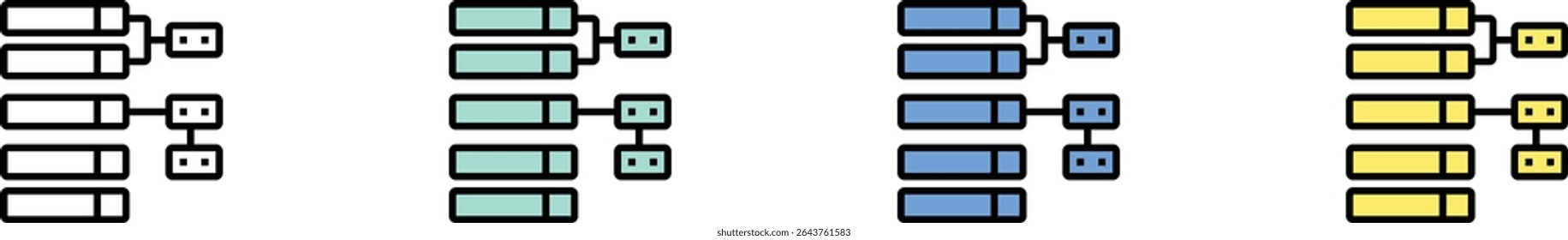 relative icon. Outline, Green, Blue and Yellow Style Design Isolated On White Background