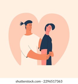 Relatives provide first aid for depression to loved ones. Vector illustration in flat style