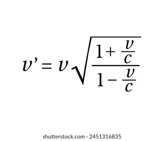 Relativistic Doppler Effect Formula  on the white background. Education. Science. School. Formula. Vector illustration.