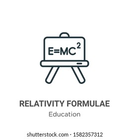 Relativity formulae outline vector icon. Thin line black relativity formulae icon, flat vector simple element illustration from editable education concept isolated on white background