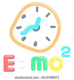 Icono de relatividad representado por un reloj inconsistente Estilo plano.