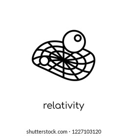 relativity icon. Trendy modern flat linear vector relativity icon on white background from thin line Astronomy collection, outline vector illustration