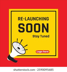 Re-launching or re-opening vector illustration. Announcement post banner. Coming soon social media banner.
Rendering of announcement banner background.