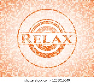 Relax abstract orange mosaic emblem with background