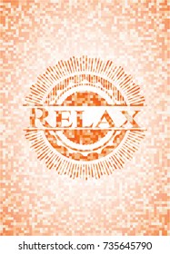 Relax abstract orange mosaic emblem with background