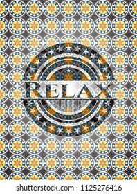 Relax arabic badge. Arabesque decoration.