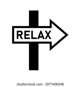Relax arrow pointer, black sign for design on a white background, vector illustration