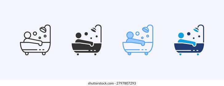 Relax Bath Icon Set Multiple Style Collection Vector Illustration