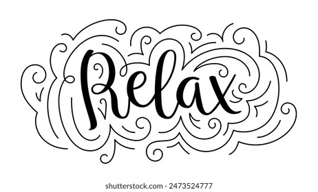 RELAX black vector ornate calligraphy banner