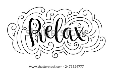 RELAX black vector ornate calligraphy banner