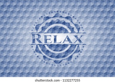Relax blue hexagon emblem.