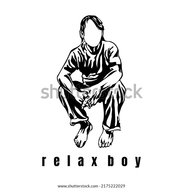 Relax Boy Illustration Icon Logo Design Stock Vector (Royalty Free ...