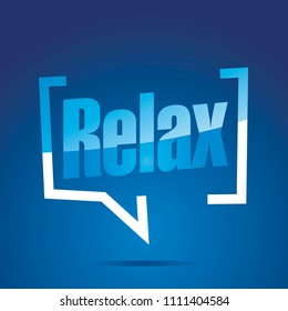 Relax in brackets blue white speech banner icon