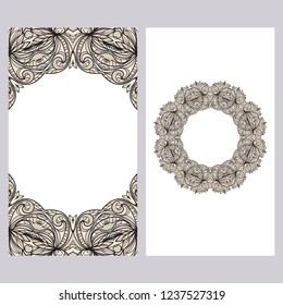 Relax cards with floral frame , boho style, vector illustration. For wedding, bridal, Valentine's day, greeting card invitation.
