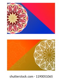 Relax cards with mandala formed flowers, boho style, vector illustration. For wedding, bridal, Valentine's day, greeting card invitation