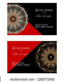Relax cards with mandala formed flowers, boho style, vector illustration. For wedding, bridal, Valentine's day, greeting card invitation