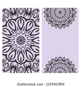 Relax cards with mandala formed flowers, boho style, vector illustration. For wedding, bridal, Valentine's day, greeting card invitation