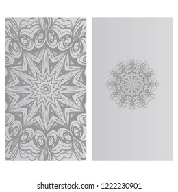 Relax cards with mandala formed flowers, boho style, vector illustration. For wedding, bridal, Valentine's day, greeting card invitation