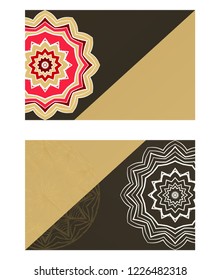 Relax cards with mandala formed flowers, boho style, vector illustration. For wedding, bridal, Valentine's day, greeting card invitation