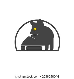 relax cat logo isolated white background