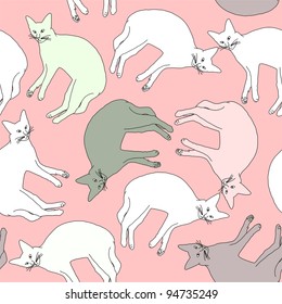 Relax cat seamless pink pattern