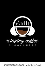 relax coffe building vector logo design