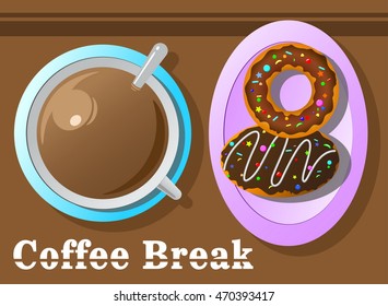 relax coffee break and donut 