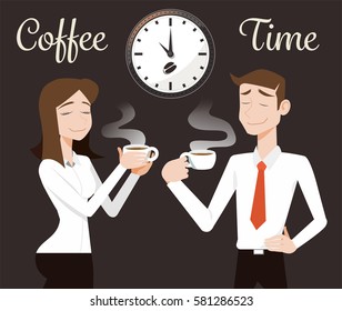 Relax with coffee cup. Working comfortably.