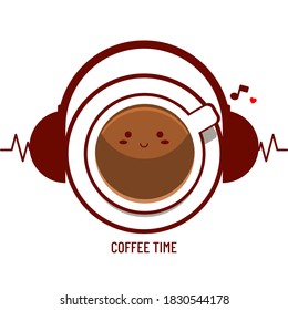 Relax with coffee. Energy boost drink in the morning. Coffee time. We love coffee. Coffee cup logo. Illustration vector.