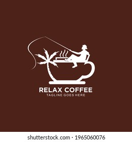 Relax coffee logo design concept