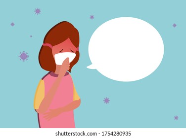 Relax color concept, new normal lifestyle of human,after covid-19 pandemic,people wearing masks and coughing,bubble speech,Virus germs spread in the air