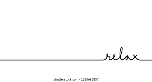 Relax - continuous one black line with word. Minimalistic drawing of phrase illustration