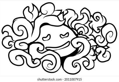Relax expression decorative black design element, vector illustration, horizontal, isolated
