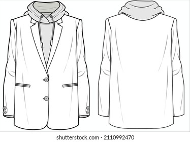 RELAX FIT NOTCH COLLAR LARGA LÍNEA REFRIGERADA BLAZER PARA LAS MUJERES EMPRESAS UTILIZADAS EN ARCHIVO DE VECTOR EDITORIAL