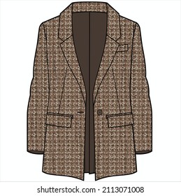 RELAX FIT NOTCH COLLAR LARGO BLAZER DE TWETE SOLAR PARA MUJERES EMPRESARIAS UTILIZADAS EN ARCHIVO DE VECTOR EDITORIAL