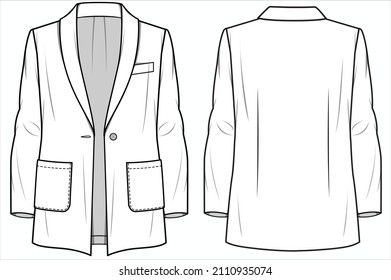 RELAX FIT SHAWL COLLAR LARGA LÍNEA BLAZER ÚNICO PARA LAS MUJERES EMPRESAS UTILIZAR EN ARCHIVO DE VECTOR EDITORIAL