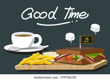 Relax with food. Coffee time. A simple lunch.