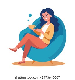 Relax girl flat illustration on white background