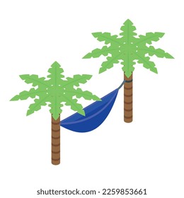Relax hammock icon isometric vector. Downshifting work. Travel escape