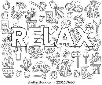 Relax Hand Drawn Coloring Page Kids Stock Vector (Royalty Free ...