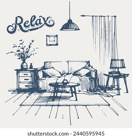 relax at home vector background sketch drawing