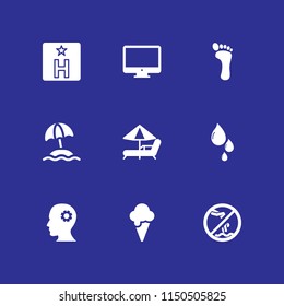 relax icon. 9 relax set with tv, hammock, beach and swimming pool vector icons for web and mobile app