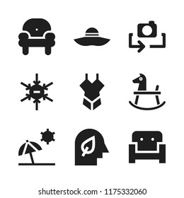 relax icon. 9 relax vector icons set. couch, negative ion and armchair icons for web and design about relax theme