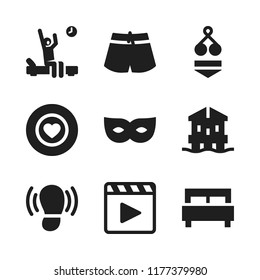 relax icon. 9 relax vector icons set. favorite, footprint and movie player icons for web and design about relax theme