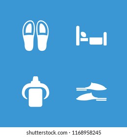 Relax icon. collection of 4 relax filled icons such as slippers, baby bottle. editable relax icons for web and mobile.