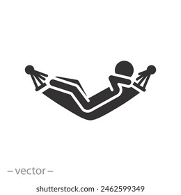 relax icon, man in beach hammock concept, flat web symbol on white background - vector illustration