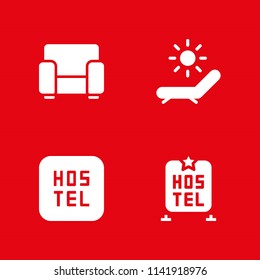relax icon set. armchair, hammock and hostel vector icon for graphic design and web