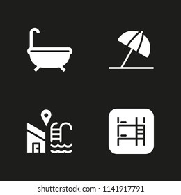 relax icon set. bunk, sun umbrella and bath vector icon for graphic design and web